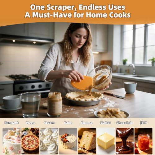 Sapid Flexible Curved Edge Silicone Bowl Scraper Dough Scraper Baking Bread - color: Orange