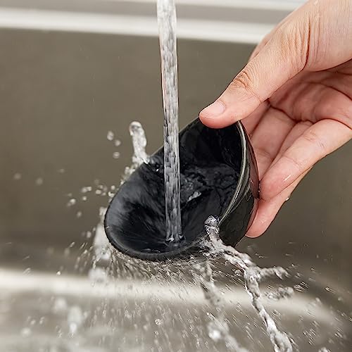 Ceramic Dipping Bowls Set of 6,1.5 Oz Black Dip Pinch Bowl,Soy Sauce Dishes,Mini Bowls for Charcuterie Board Sushi,Tomato Sauce,BBQ and Party Supplies(Black) - color: Black