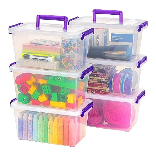 IRIS USA Storage Bins with Lids |Made in USA| 5 Qt - (6-Pack) - Clear - color: Clear, size: 5 Qt. - 6 Pack, style: STACK & CARRY