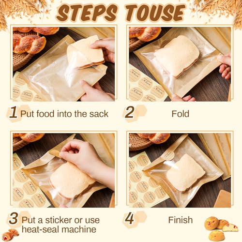 Outus 1500 Pcs Cookie Packaging Bags with Seal, 7.1 x 7.5 Inch, Brown - color: Brown, size: 7.1 x 7.5 Inch