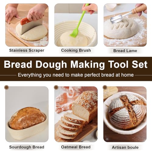 Sourdough Starter Kit with Proofing Baskets - Bread Baking Tools Set