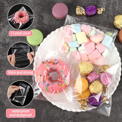 Docvania Clear Resealable Cellophane Bags 4 X 6 Inch Self Sealing Cellophane Bags, 50Pcs Cookie Bag with Seal Packaging Treat Bag for Wrapping Bread, Soaps, Candies and Party Favors - size: 4x6 Inch (Pack of 50)
