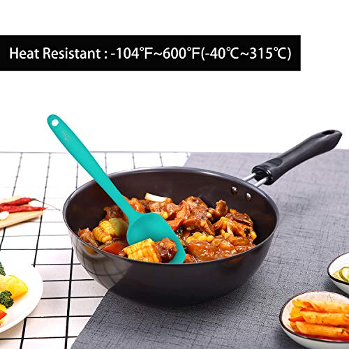 HOTEC 600℉ Heat Resistant Silicone Rubber Spatula Set,Multicolor, Set of 5 - color: Multicolor