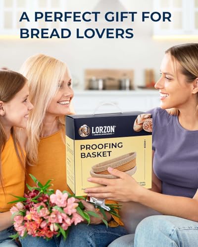 Lorzon Banneton Bread Proofing Baskets Set of 2, 11″ Round & 12″ Oval Sourdough Proofing Baskets with Liners, Proofing Bowls for Sourdough Bread (Plastic) - color: Basic