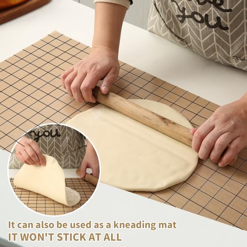 Silicone Baking Mat Roll 12IN*5FT Free Cutting, Non-Slip Pastry Mat, Non-Stick Reusable Air Fryer Liner, Oven Liners, Counter Mat, Freeze Dryer Mat, Easily Cut to Size Fit All Ovens Pans Tins Dishes - color: Beige Black Line, size: 60"L x 12"W