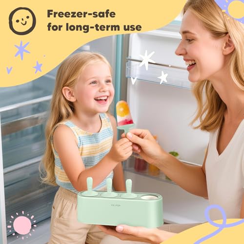 WYOK Popsicle Molds 4-Cavity Silicone Ice Pop Mold (Green, IcyClassic Pops) - color: Green