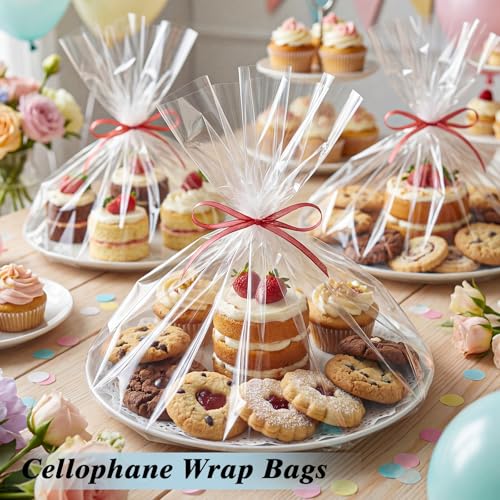woric 20Pcs 24x30 Inch Clear Cellophane Gift Bags for Gift Baskets - size: 20pcs 24x30 Inch
