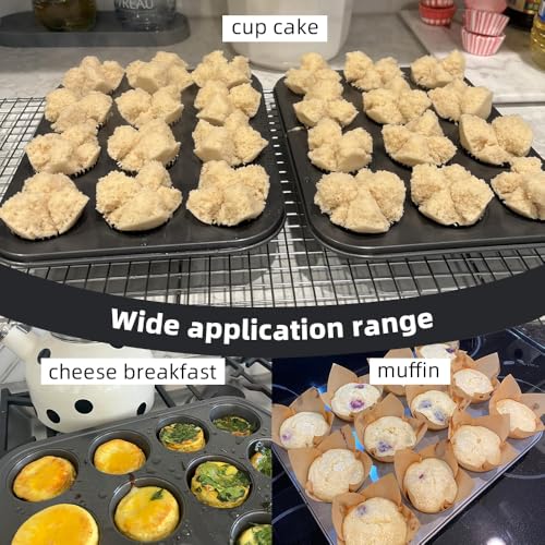 Mini Muffin Pan 12 Cups, 2 PCS Nonstick Cupcake Baking Pans Bakeware Carbon Steel Muffin Pan for muffins cupcakes