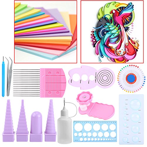 11 in 1 Paper Quilling Tools Kit, DIY Paper Craft Crimper Comb Ruler Pins Border Buddy Set, Slotted Tools Strips Tweezer for Decoration