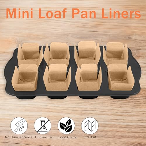200 Pcs Mini Loaf Pan Liners for Baking Bread Pans 3x2 in Parchment - size: 3.15*2 inch