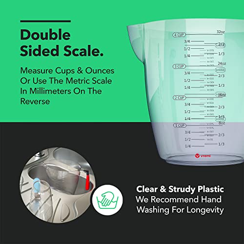 Vremi 3 Piece Plastic Measuring Cups Set BPA Free Stackable Measuring Cups