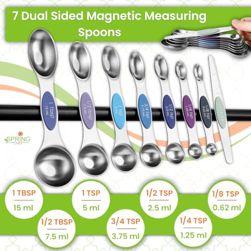 Spring Chef Magnetic Measuring Cups & Spoons Set of 15, Winter Frost - color: Winter Frost