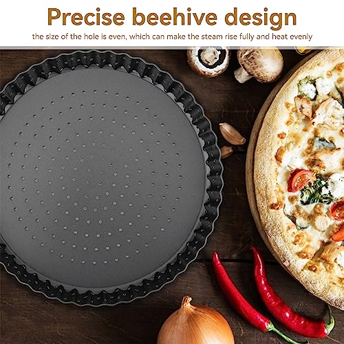 Agatige Pizza Pan with Holes for Oven, Nonstick Black Bakeware Pizza Tray with Removable Bottom Accessories for Oven Baking Supplies & Home, Kitchen, Restaurant Make Kinds of Pizzas or Pies (8in) - size: 8 in