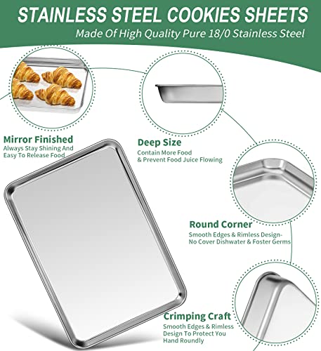Baking Sheets Set of 2, HKJ Chef Cookie Sheets 2 Pieces Stainless Steel Baking Pans & Toaster Oven Tray Pans, Rectangle Size 23.54L x 15.67W x 1.18H inch & Non Toxic & Healthy & Easy Clean - size: 24inch