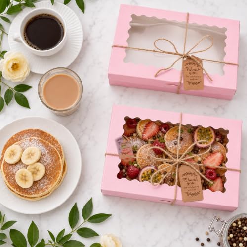 24Set Pink Cookie Boxes Packaging Bakery Boxes with Window 11.81x7.87x2.36"