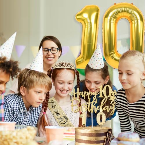 YeohJoy Gold 10th Birthday Decorations for Girl - style: 10th