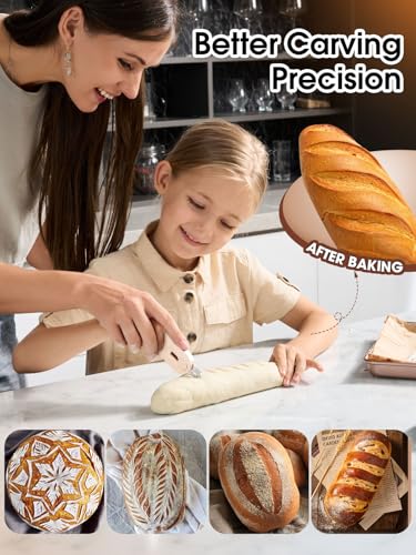 Bread Lame Dough Scoring Tool with Extractable & Magnetic - Bread Knife Sourdough Scoring Tool - Sourdough Bread Baking Supplies - Scoring Patterns Booklet Includes 5 Bread Razor Blades (Cream) - color: Cream