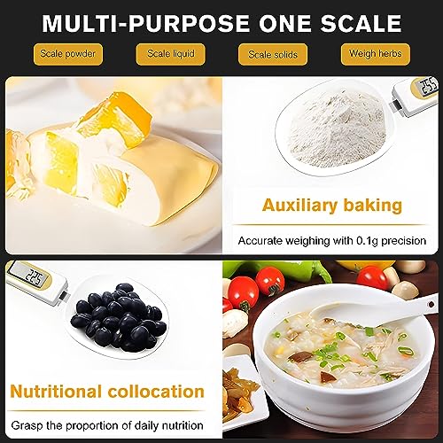 Digital Spoon Scale Electronic Measuring Spoon with 2 Replaceable Spoons, Food Coffee Weigh Scale High Precision for Home 500/0.1g, Digital Food Spoon Scale, Kitchen Scales with LCD Display
