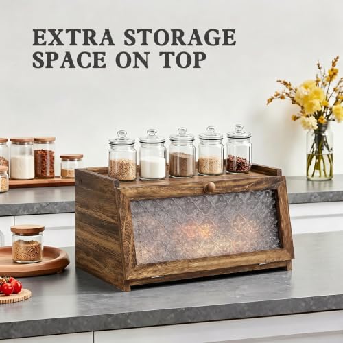 LOHASOK Bread Box for Kitchen Countertop,Charred Crabapple - color: Carbonized Crabapple, size: 1‑tier