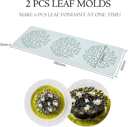 Tuile Molds Silicone (2 PCS) Lace Fondant Molds Set with Hollow 3D Beehive Candy Molds for Baking, Resin, Polymer Clay, Sugar Craft Dessert Cupcake Cake Decorating - Tree Branch (Pack of 2) - size: Tree Branch Molds Silicone (Pack of 2)