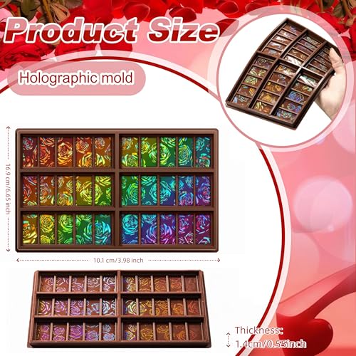 Holographic Chocolate Mold Silicone,Rectangle,Rose - color: Rose, style: Rectangle