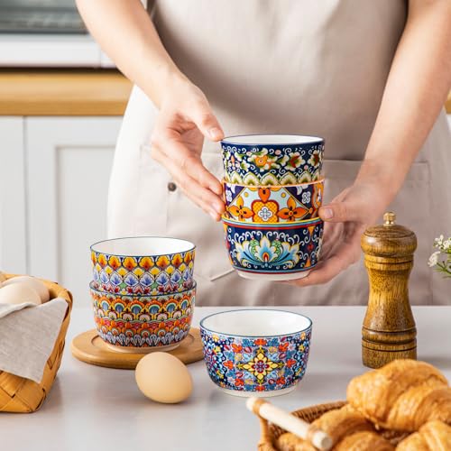 vancasso 8 Oz Ramekins Oven Safe Set of 6, Ceramic Baking Souffle Dishes - size: 8 Oz