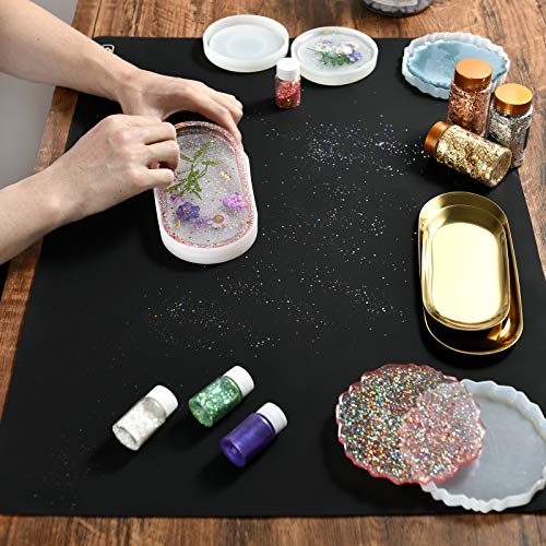 Sapid 2Pcs Thick Silicone Mat Crafts Large Silicon Sheet Resin Art Painting - color: Black, size: 20"×27.9"