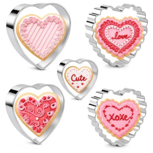 Heart Cookie Cutter Set, 5 Pcs Stainless Steel Baking Cutters
