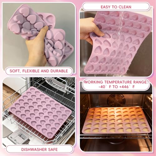 Heart Silicone Mold, 2 Pack Small Heart Chocolate Molds 96 Cavity - size: 48 Cavity Heart
