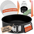 RFAQK 10 Inch Springform Pan Nonstick Leakproof - Spring Form Pan for Cheesecake with Removable Bottom, Include 50pcs Parchment Paper, Recipe E-Book - Perfect for Baking Cheese Cakes, Pizzas, & More! - size: 10-Inch