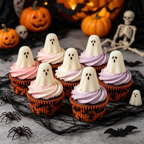 2PCS Ghost Silicone Molds for Chocolate and Candy, Halloween Baking Molds - color: Orange(Ghost)-R0271