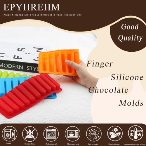 10 Cavity Finger Silicone Chocolate Molds Set Of 4