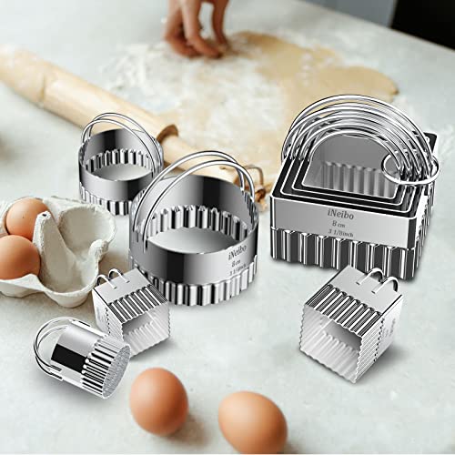 iNeibo Fluted Edge Biscuit Cutter Set - Round Circle Scone, Pastry, and Dough Cutters for Baking, Dumpling Skin, and Fondant - style: Fluted Round Biscuit Cutter