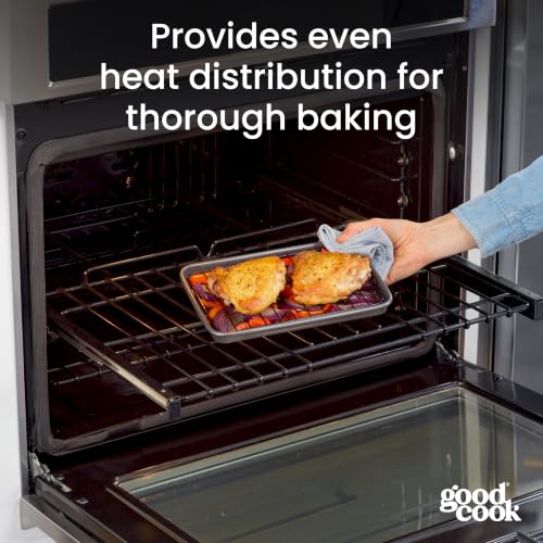 GoodCook Set of 2 Nonstick Steel 9" x 6" Toaster Oven Mini Baking Sheets with Racks, Gray - size: 9" x 6" (2- Piece Set) w/ Rack
