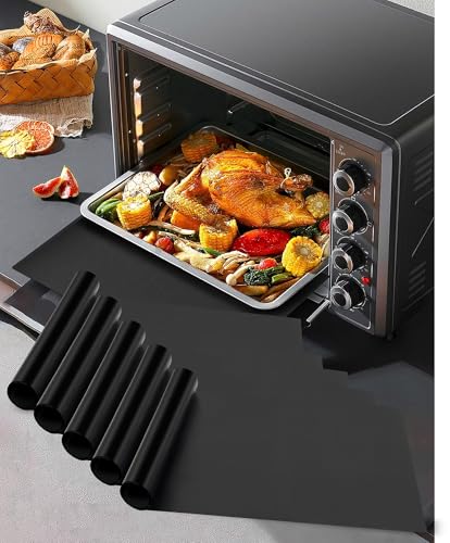 5 Pack Oven Liners for Bottom of Oven, 17x25" Large Heavy Duty Non-Stick Reusable Oven Mat for Electric, Gas, Toaster & Convection Ovens - BPA & PFOA Free, Dishwasher Safe, Kitchen Essentials, Black - color: Black, size: 5 Pack 17”x25”