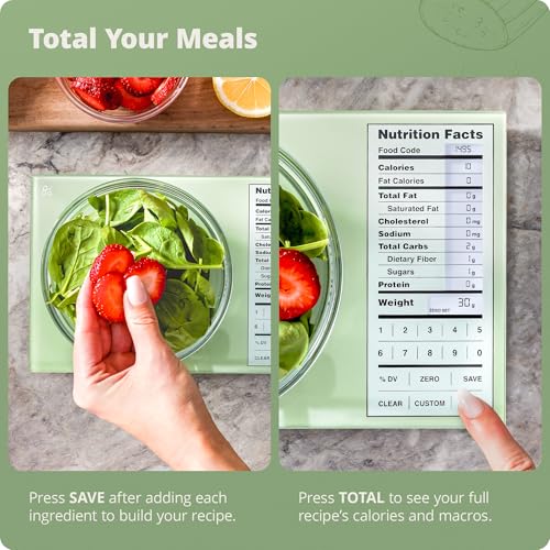 Greater Goods Food Scale with Nutrition Calculator, 2,000 Codes (Green) - color: Sage Green