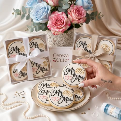 3D Mr. or Mrs. Cookie Cutter and Stamp, ideal for weddings, civil weddings, engagement parties, 8cm (3.15 inch) Mr. and Mrs. circular mold for fondant, cookies, crafts and any cold dough. - color: Mr o Mrs