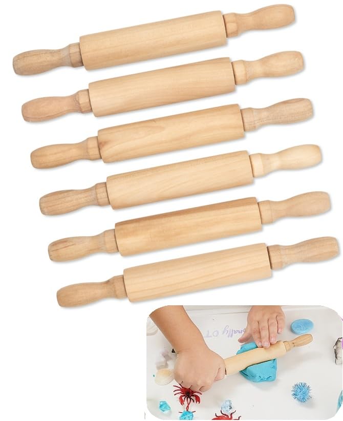 Kids Mini Rolling Pins 8 Inch, 6 Pack