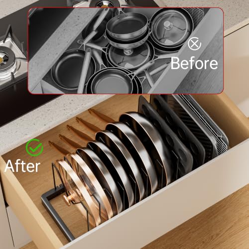 ORDORA Expandable Pot and Pan Organizer with 12 Adjustable Dividers