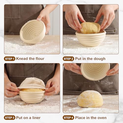 6 Pack 5 Inch Mini Banneton Bread Proofing Baskets, Small Sourdough Bread Baking Supplies for Artisan Bread Baking, Dough Rising - size: 5"Round Basket-6 PCS