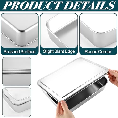 Tioncy 3 Sets Baking Stainless Steel Pan with Lid, 17/13/11 Inch - size: 17/13/11 Inch