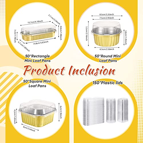 Rtteri 150 Pcs Mini Cake Pans with Lid Disposable Ramekins 6.8oz 5oz, Gold - color: Gold