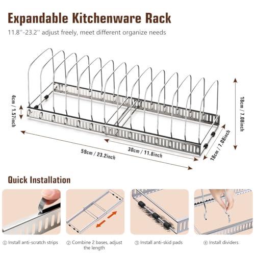 Housolution Cutting Board and Baking Tray Cookie Sheet Organizer, Silver - color: Silver, size: 14 Dividers