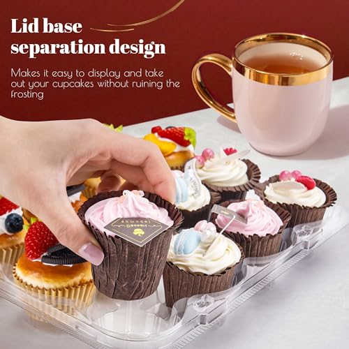 NPLUX 12 Count Cupcake Containers 6 Pack Clear Plastic Cupcake Boxes