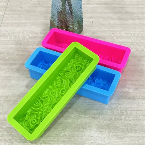Rectangular Rose Silicone Soap Mold for Soap Making - color: Rose Red, size: 2 Silicone Molds
