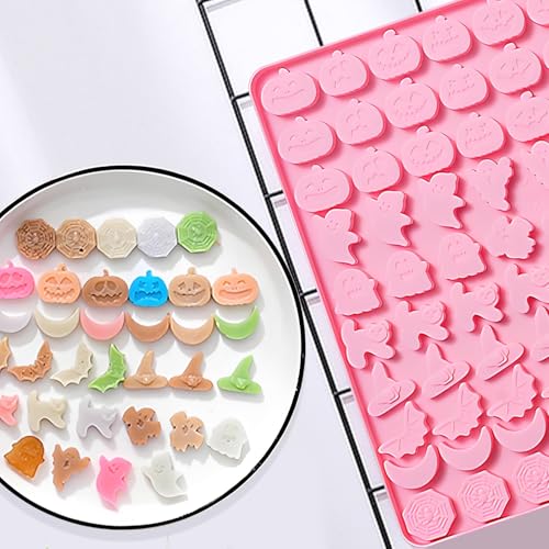 Halloween Silicone Candy Chocolate Mold with 15 Spooky Shapes - color: Pink-QY309