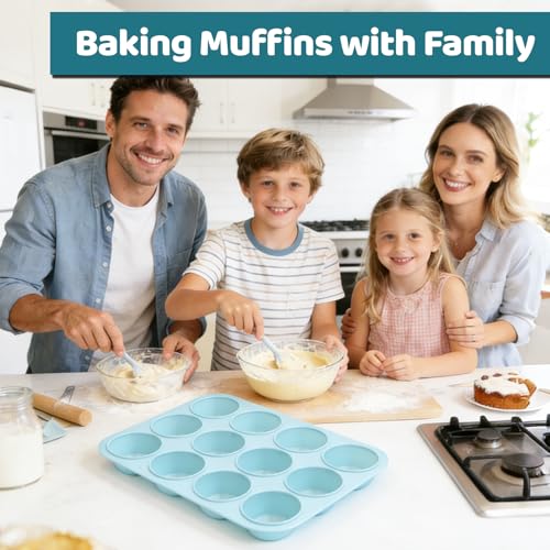 CAKETIME Silicone Muffin Pans for Baking, 2 Pack Regular Size Muffin Pan 12 Cups Non Stick Silicone Molds for Baking Muffin, Egg Bites, Cupcake BPA Free - size: 2pc: Regular 12-Cup