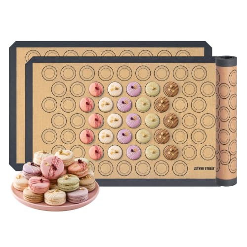 Macaron Baking Mat Silicone Non Stick, Full Sheet Reusable Pack of 2 Gray - color: Macaron Baking Mats Gray, size: Full Size Pack of 2