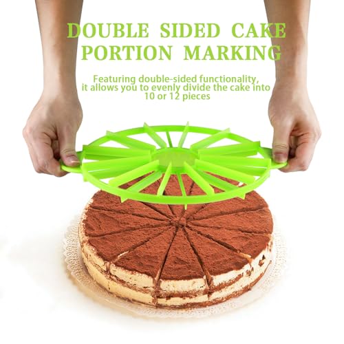 Cake Portion Marker, 14 or 16 Slices, Works for Cakes Up To 16-Inches Diameter, White (Green)