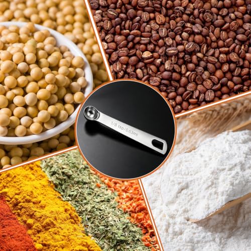 5PCS 1/8tsp(1/24tbsp, 0.63 ml) Measuring Spoon Teaspoons Stainless Steel Measure Spoons for Precise Cooking, Baking and Spices Measurement - size: 1/8tsp(1/24tbsp, 0.63 ml)